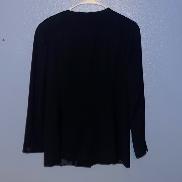 I Crew Navy Blue 100% Wool Longline Collarless Blazer Coat Size 8. G - Picture 5 of 5